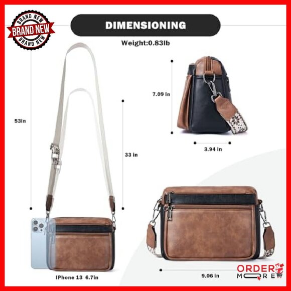 Vegan Leather Crossbody Bag with RFID Card Slots & Adjustable Strap - Picture 5 of 8